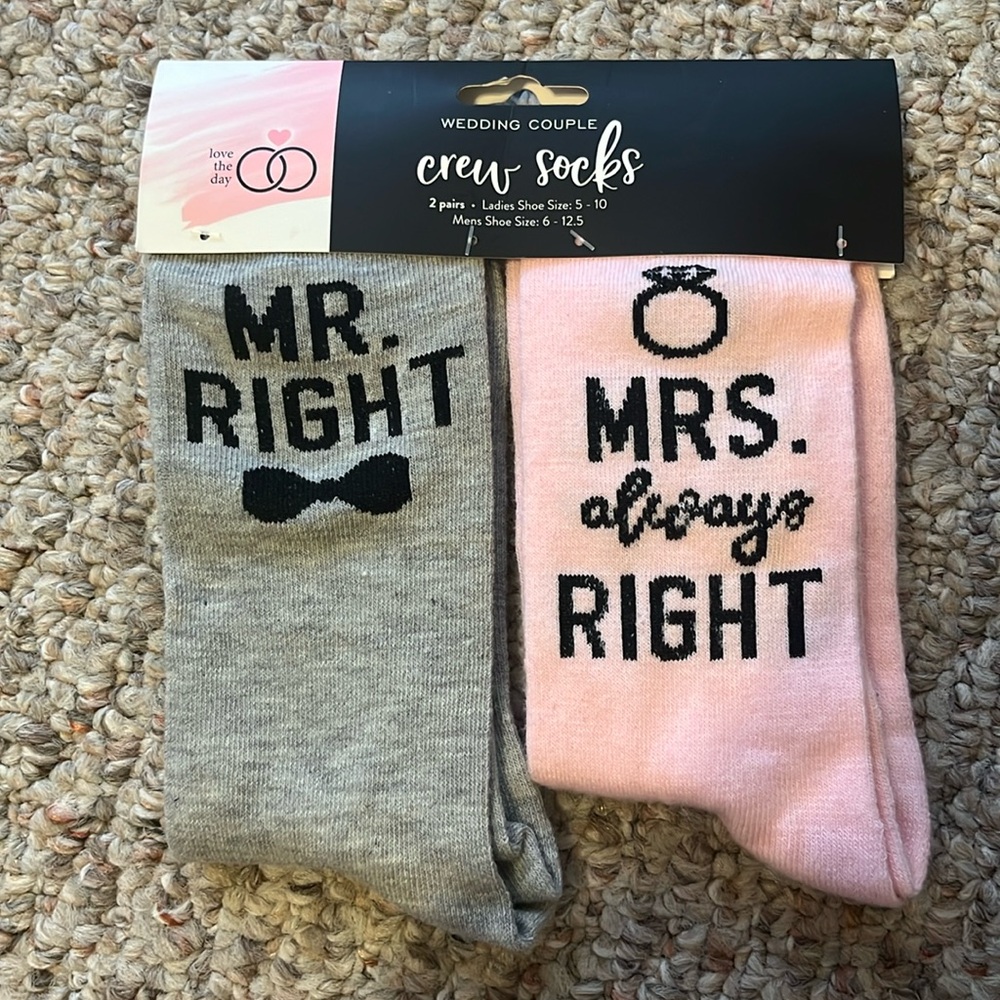 Brand New Wedding Couple Crew Socks